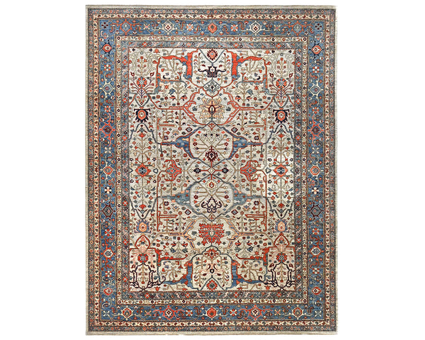 9x12 Gray Blue Aryana Afghan Hand Knotted Veg Dye Wool Area Rug